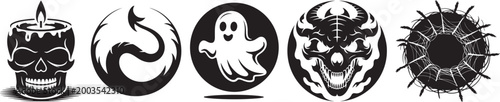 Halloween Silhouette Vector Icon Set – Spooky Black Shape Collection for Horror Party and Autumn Festival Design