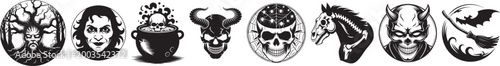 Halloween Silhouette Vector Icon Set – Spooky Black Shape Collection for Horror Party and Autumn Festival Design