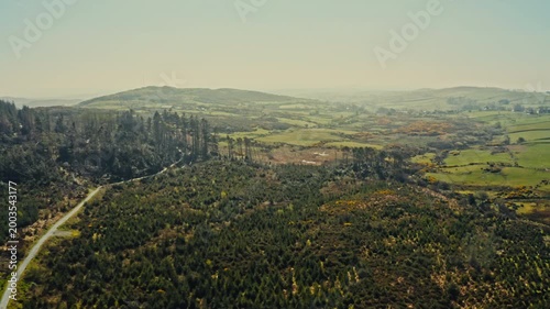 Drone view of spring countryside forest park
