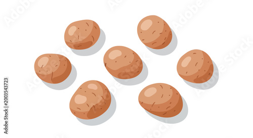 Group of Raw Potatoes Isolated on White Background, Healthy Food Ingredient