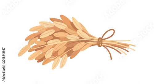 Foto Sheaf of Oats Tied with Twine, Rustic Agricultural Illustration