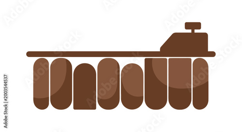 Photography Brown wooden coffin on a white background, minimalist illustration