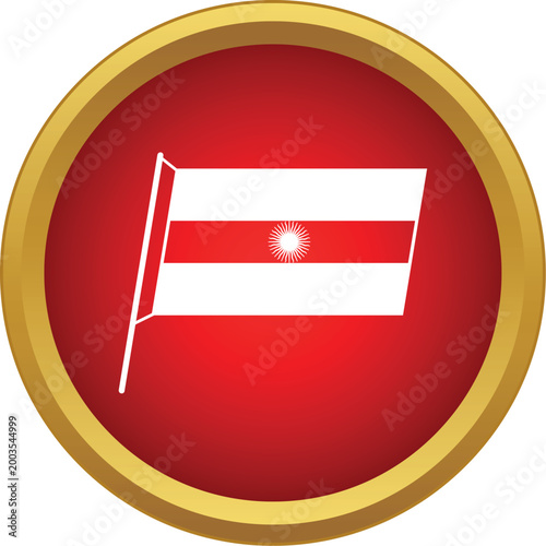 Round icon featuring the national flag of abkhazia with a gold border