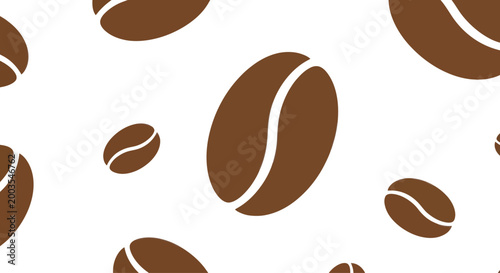 Seamless Pattern of Coffee Beans on White Background