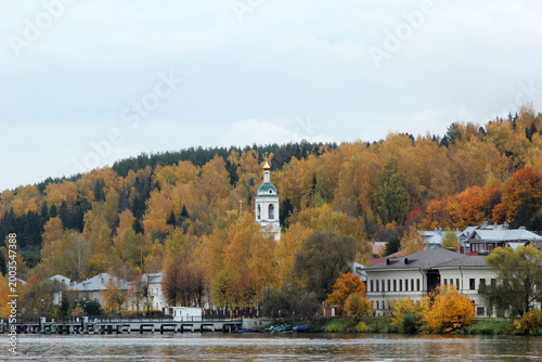church in autumn