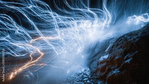 Electric Storm Over Mountainous Terrain