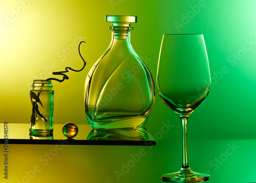 Art-photo with glass items close-up