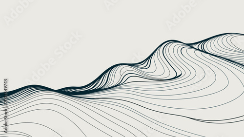 Flowing topographical map silhouette on white – Great for mountain biking apps, geology blogs, or minimalist art prints.