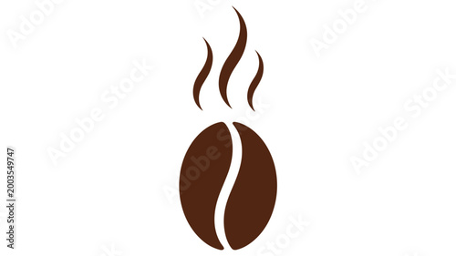 Espresso brown coffee bean with curved steam lines – Suitable for barista training sites, coffee roastery labels, or food and drink apps.
