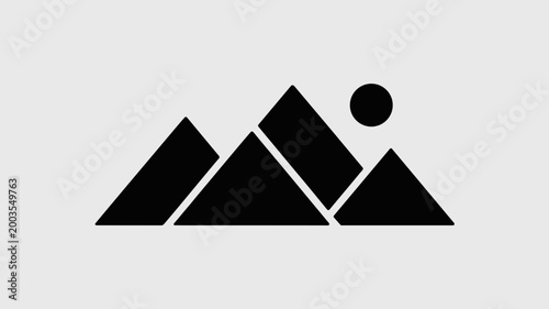 Three triangular mountain peaks and small moon – Suitable for national park guides, winter sports branding, or nature photography.