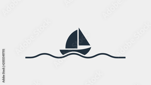 Tiny Sailboat on a Single Wave Line – Ideal for yacht clubs, maritime tourism, or minimalist travel apps.