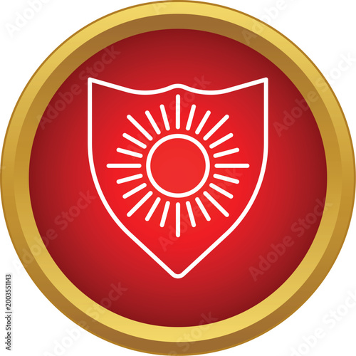 Sun icon inside a shield, symbolizing uv protection and skin defense against sun rays