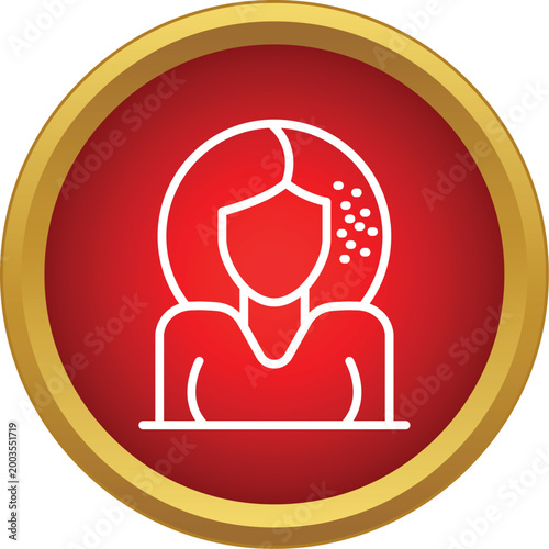 Icon showing hair loss or dandruff problem on a woman's head, representing scalp health issues
