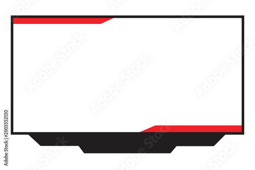 Clean red and black gaming stream frame with minimal corner accents for overlays.