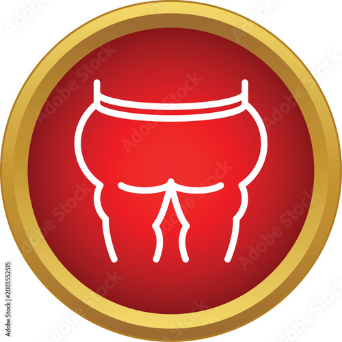 Human lower body illustration showing hips and fat on a red background