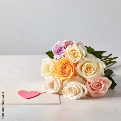 Roses and a Love Letter on a Table for a Special Occasion Celebration