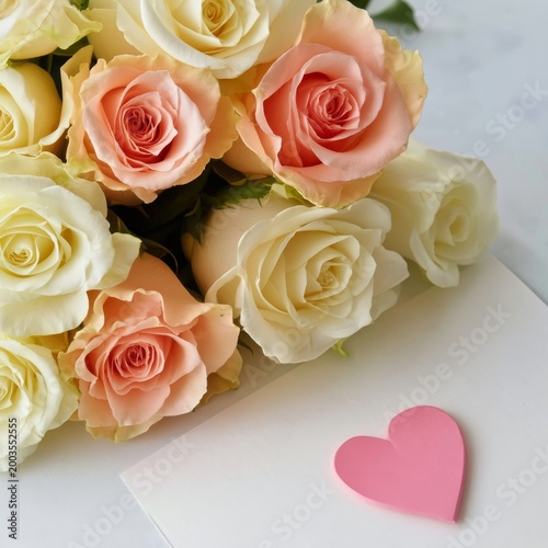 Roses and a Love Letter on a Table for a Special Occasion Celebration