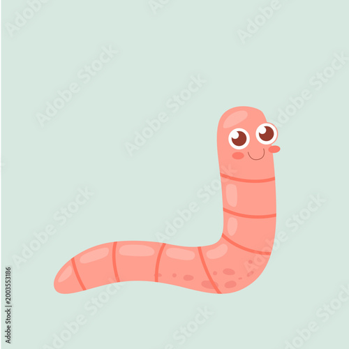 Cute Earthworm Character Cartoon