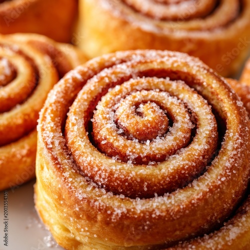 Freshly Baked Cinnamon Rolls Served on a Plate at a Bakery in the Morning