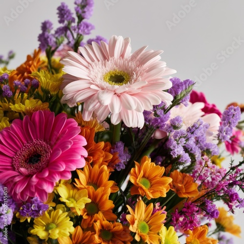 Bright Floral Arrangement With Various Flowers on Display for Decoration or Gift
