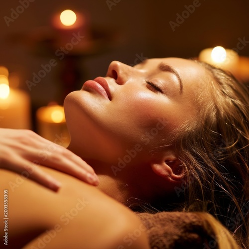 Relaxation During Head Massage in a Wellness Center With Soft Candle Light