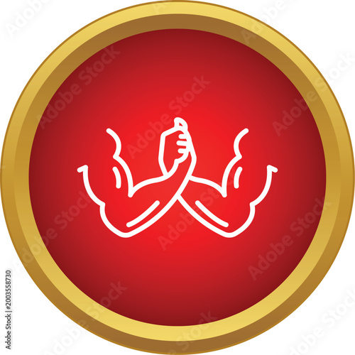 Two muscular arms engaged in arm wrestling, symbolizing power and challenge