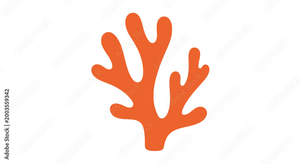 Obraz premium Vibrant Orange Coral Branch Silhouette Isolated on White Background