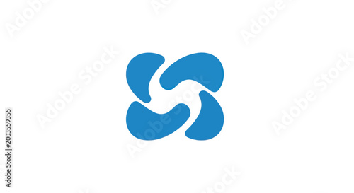 Abstract blue swirling shapes on white background