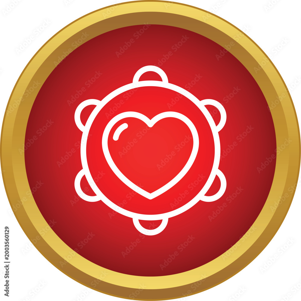 Fototapeta premium Tambourine with heart shape symbolizing love music celebration