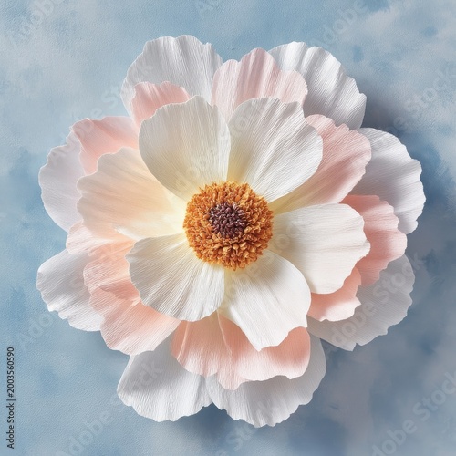 White Flower Centerpiece on Wooden Table in a Bright Room