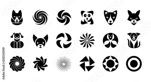 Black and white vector graphic elements