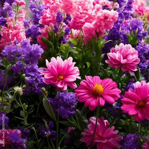 Bright Flowers Bloom in Various Colors in a Garden During the Day in Spring