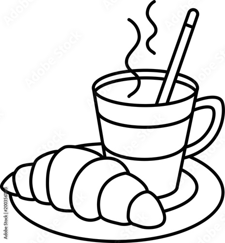 coffee, croissant, breakfast, cafe, pastry, coffee cup, latte, cappuccino, espresso, bakery, french pastry, morning coffee, breakfast food, cafe breakfast, sweet pastry, hot drink, brunch, bakery food