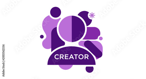 Creative Creator Icon with Abstract Shapes and Purple Tones