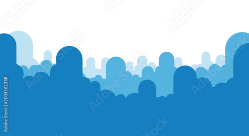 Abstract blue shapes and clouds on white background