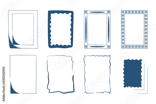 Collection of decorative frames and borders in Mediterranean style. Minimal vector set for posters, cards, invitations and branding design templates.