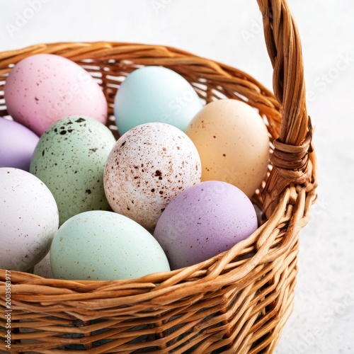 Various Colored Eggs Inside a Woven Basket During an Easter Celebration Event