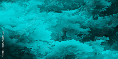 An ethereal, atmospheric rendering presents a mesmerizing display of turbulent clouds in an captivating teal hue, creating a sense of depth and movement.