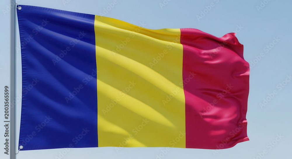 Obraz premium Waving Andorra Flag Against Clear Blue Sky