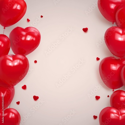 Heart-shaped Balloons in Red and White Fill the Space for a Celebration or Event