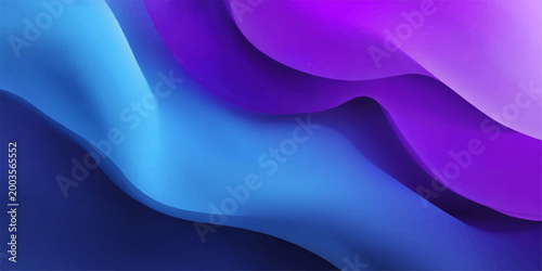 An abstract and vibrant composition of flowing waves and undulating forms in shades of blue, purple, and violet, conveying a sense of fluidity and dynamic motion.