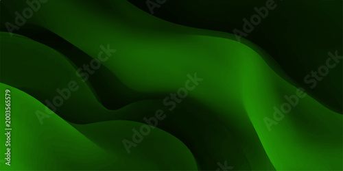 Dynamic and abstract green waves flow across the canvas, their smooth textures and tonal variations adding depth and visual intrigue.