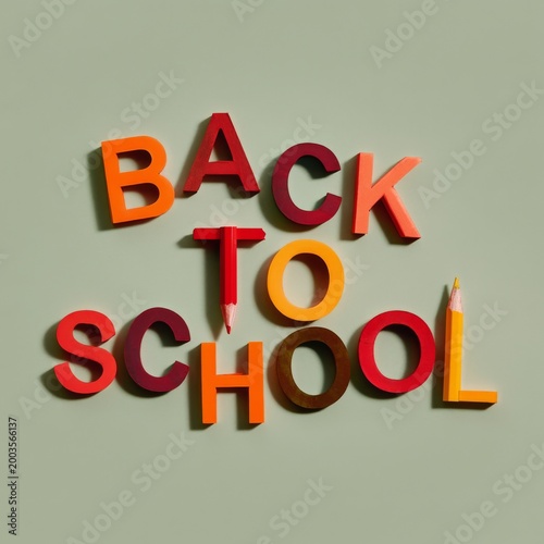 Fun Learning Signs With Colorful Letters Spelling Back to School on Bright Ba...