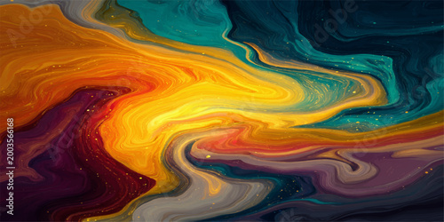 Vibrant abstract art that features swirling colorful waves, with rich shades.