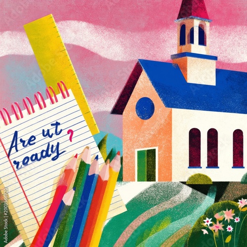 School Tools and a Notepad Ask if You Are Ready for the New School Year Ahead