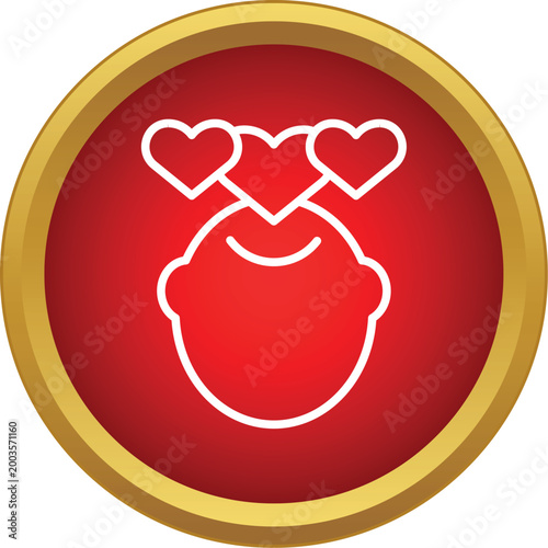 Person's head with three hearts above, symbolizing love, passion, and feelings