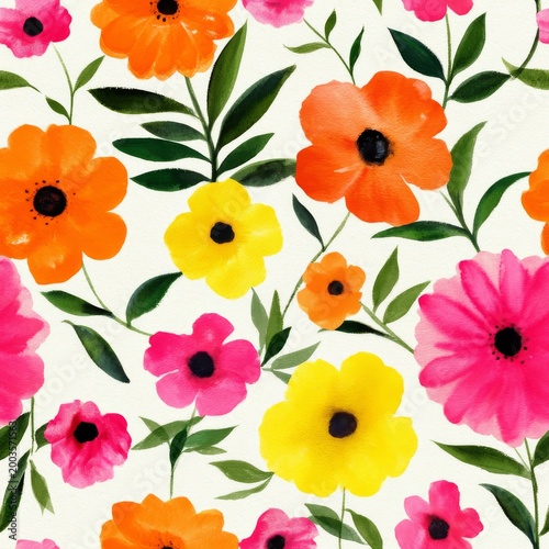 Colorful Floral Design With Various Flowers on a Light Background