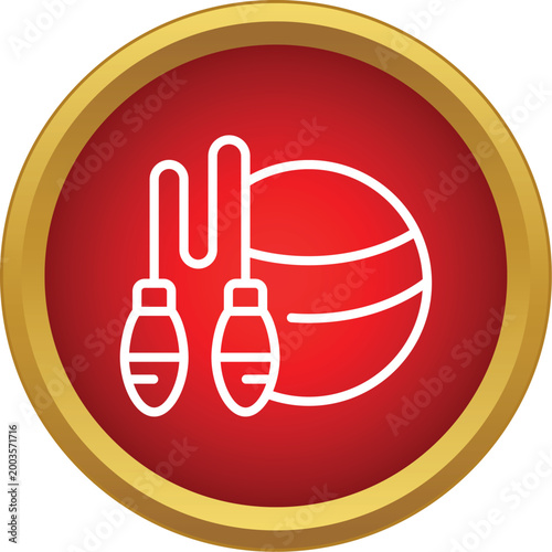 Fitness ball and jump rope representing exercise and health in a circular icon