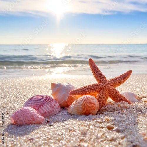Shells and Starfish on the Beach During Sunset Near the Ocean