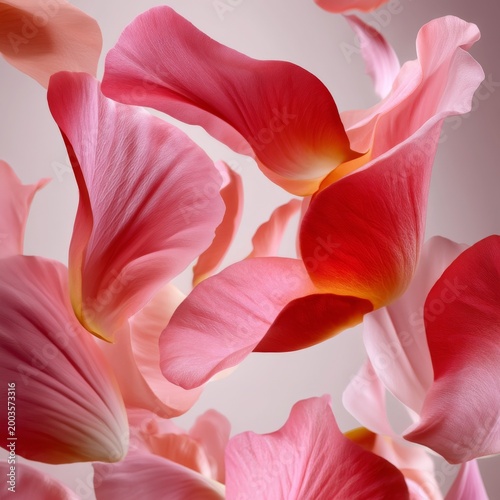 Close Look at Pink and Red Rose Petals in Natural Light